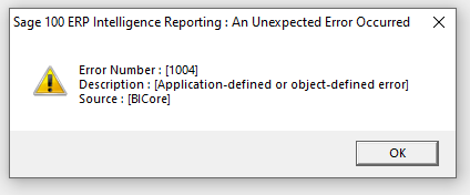 Sage Intelligence Error 1004