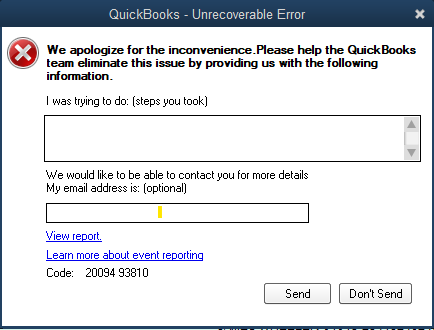 Unrecoverable Error in QuickBooks Desktop