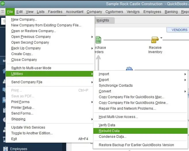 Verify and Rebuild Company File Data